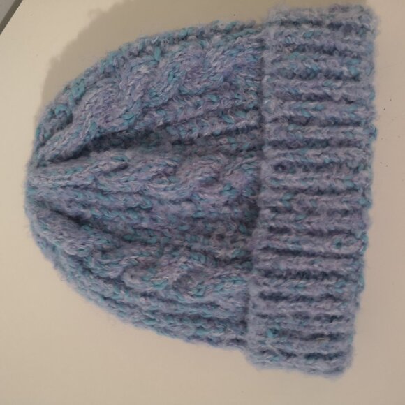 Handknitted Hat Toque Beanie Blue Twist - Picture 2 of 3